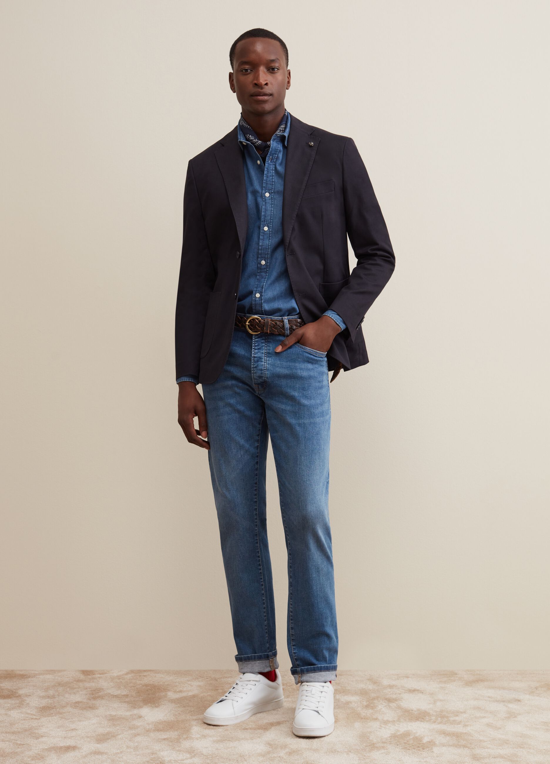 Blazer slim fit in cotone_0
