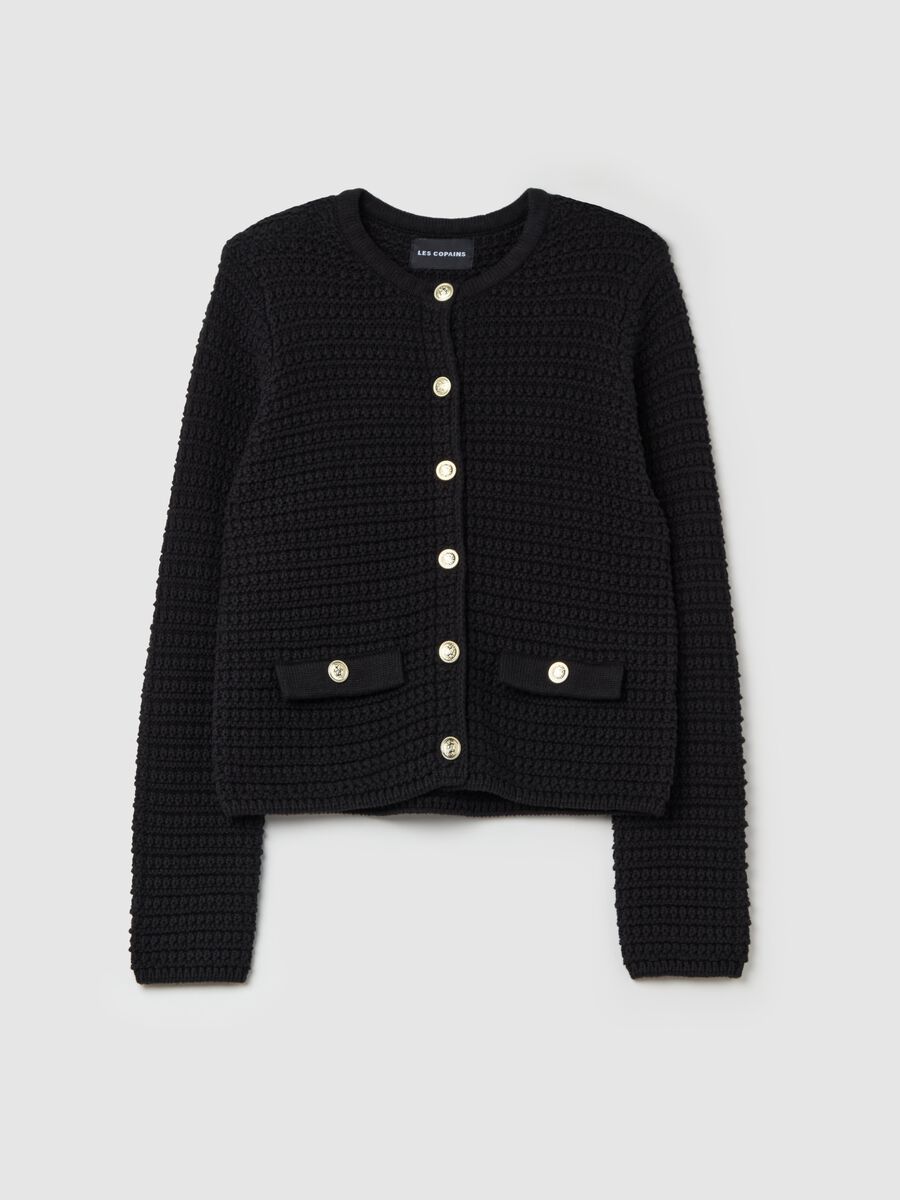 Knitted cardigan jacket with gold buttons_4