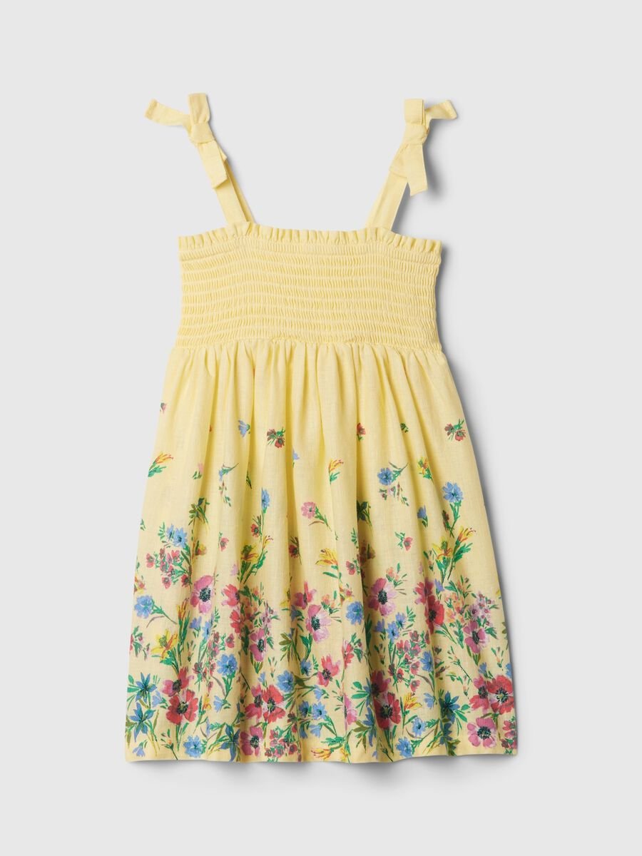 Dress with floral top in smock stitch_0