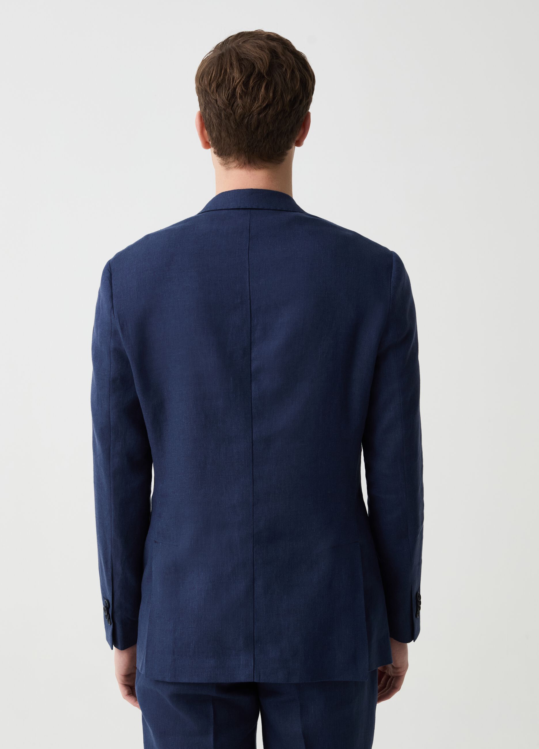 Slim-fit single-breasted blazer in linen