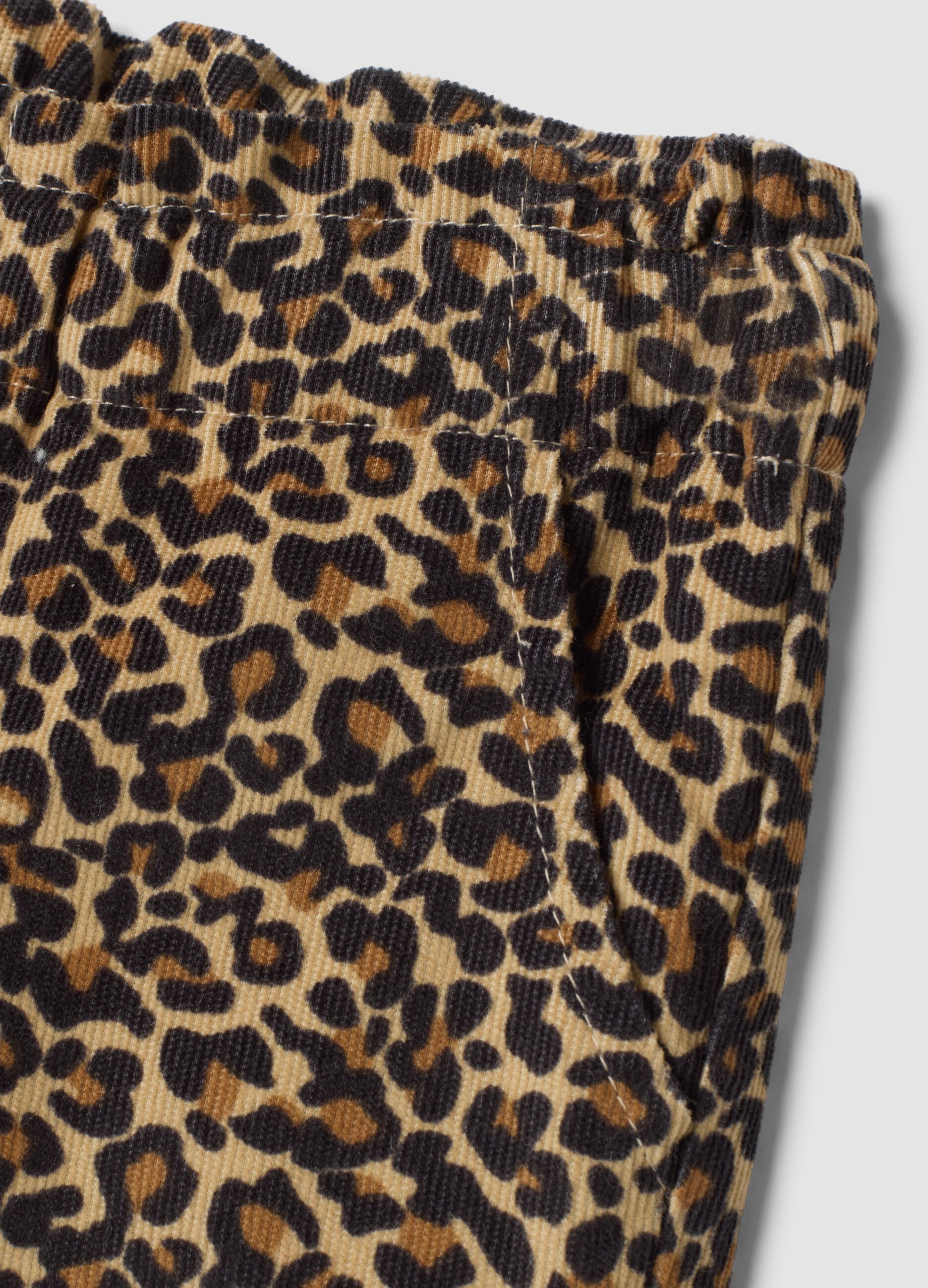 Brown pure cotton animal print trousers