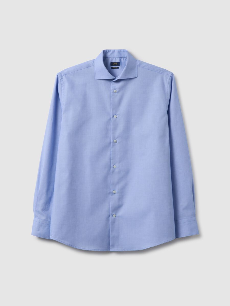 Light blue shirt with French collar in pure cotton regular fit_4