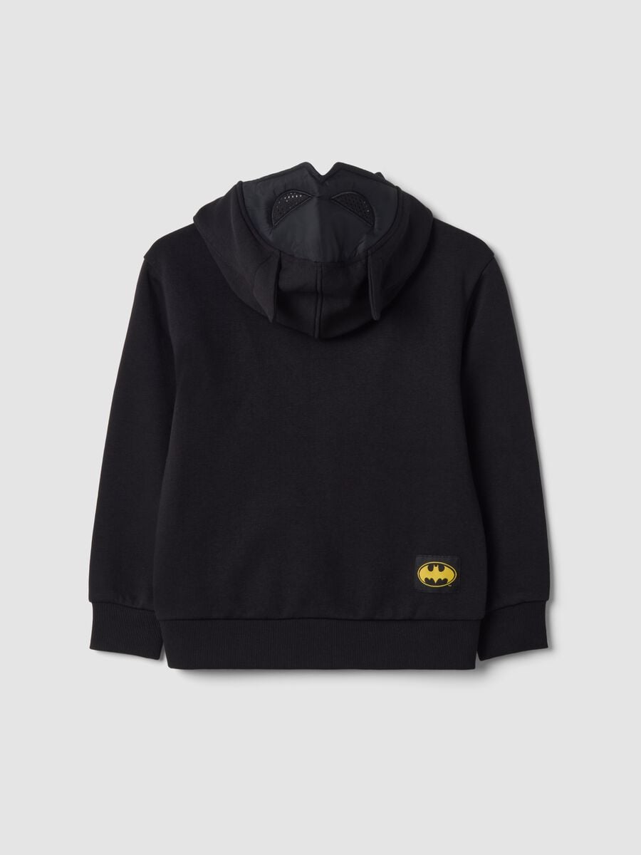 Felpa nera in misto cotone con stampa Batman regular fit_2