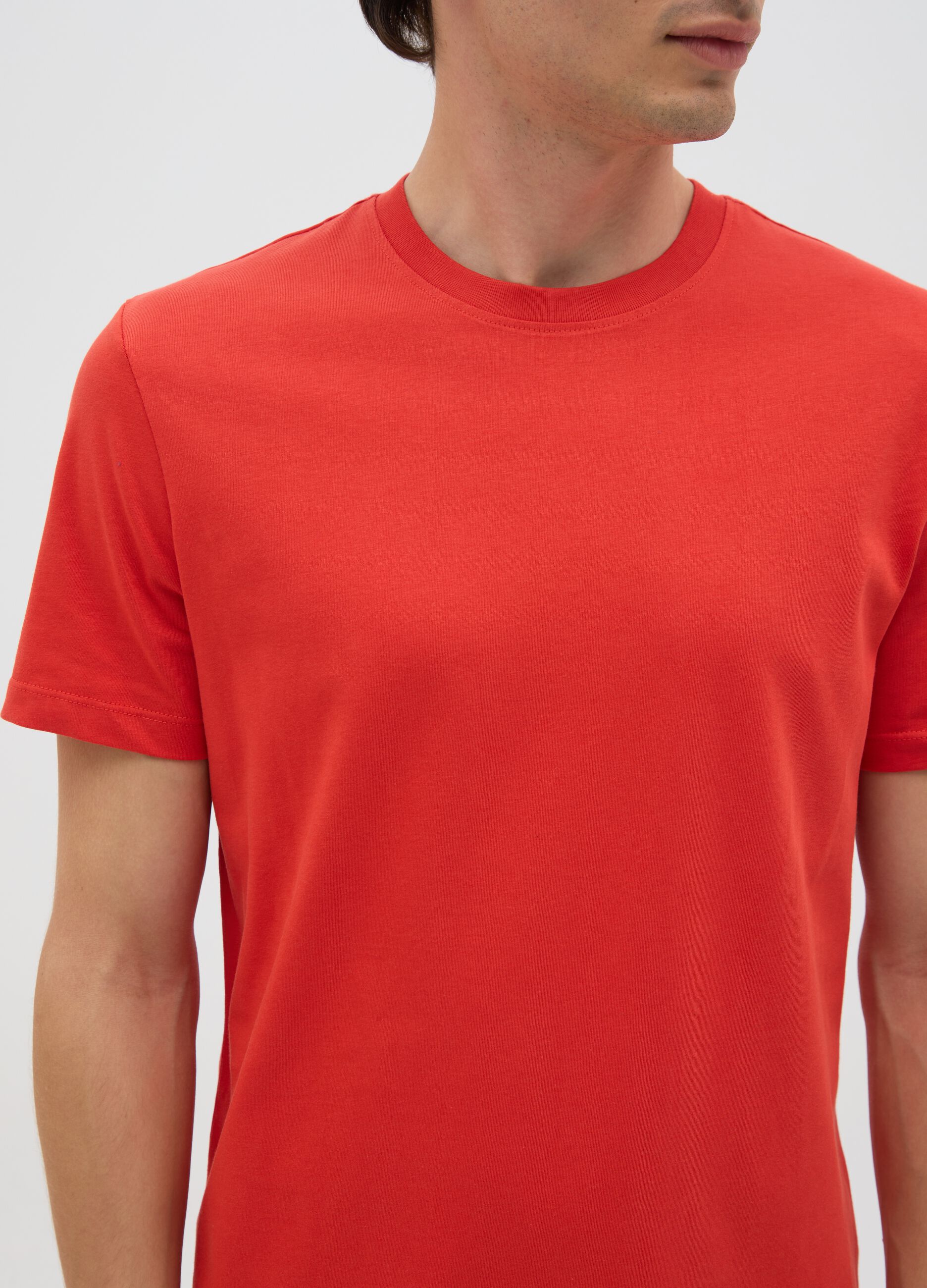 Men's regular fit red pure cotton T-shirt