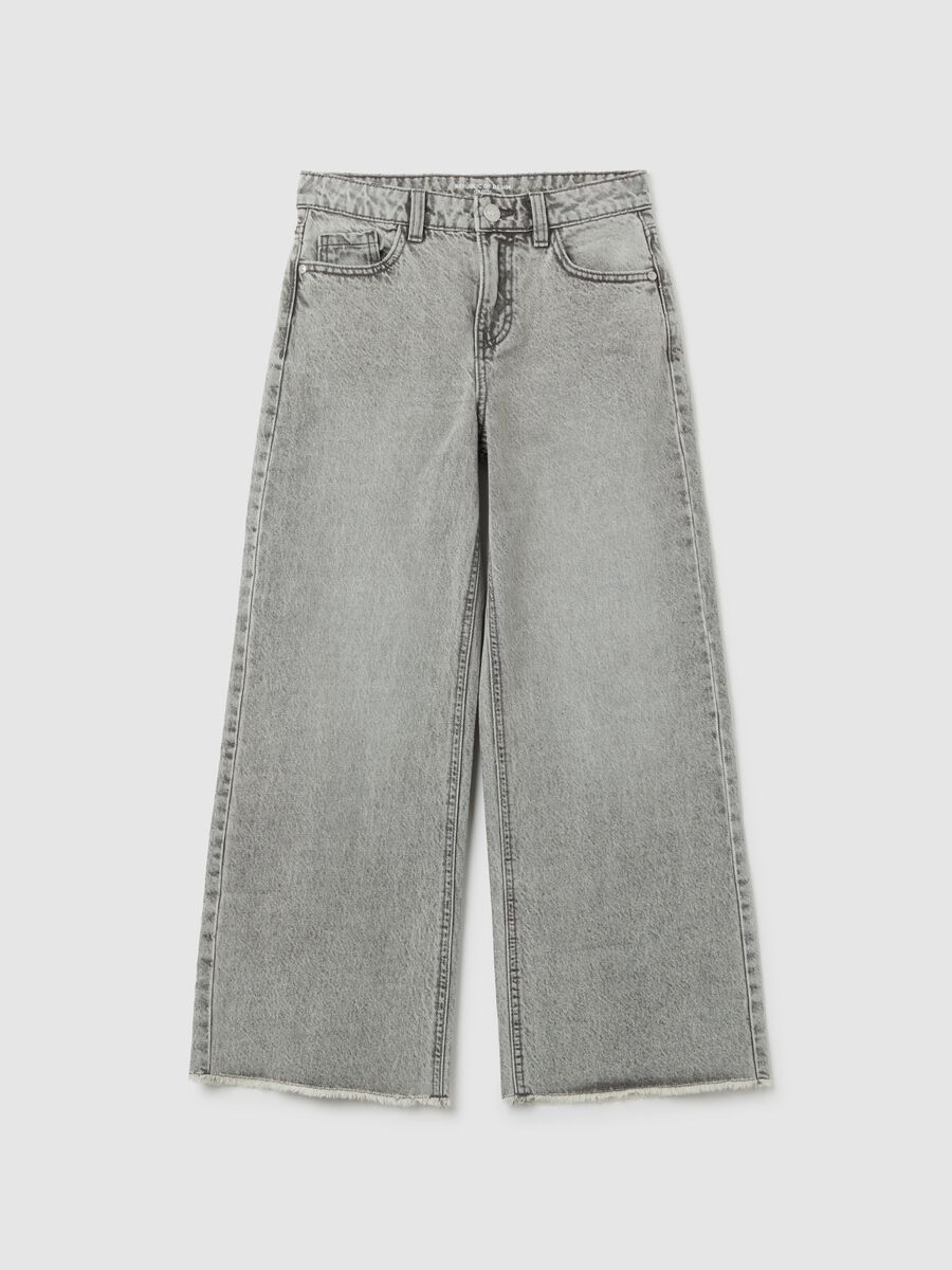 Jeans da ragazza in puro cotone grigi culotte_0