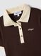 Brown cropped stretch cotton polo with print, regular fit_1