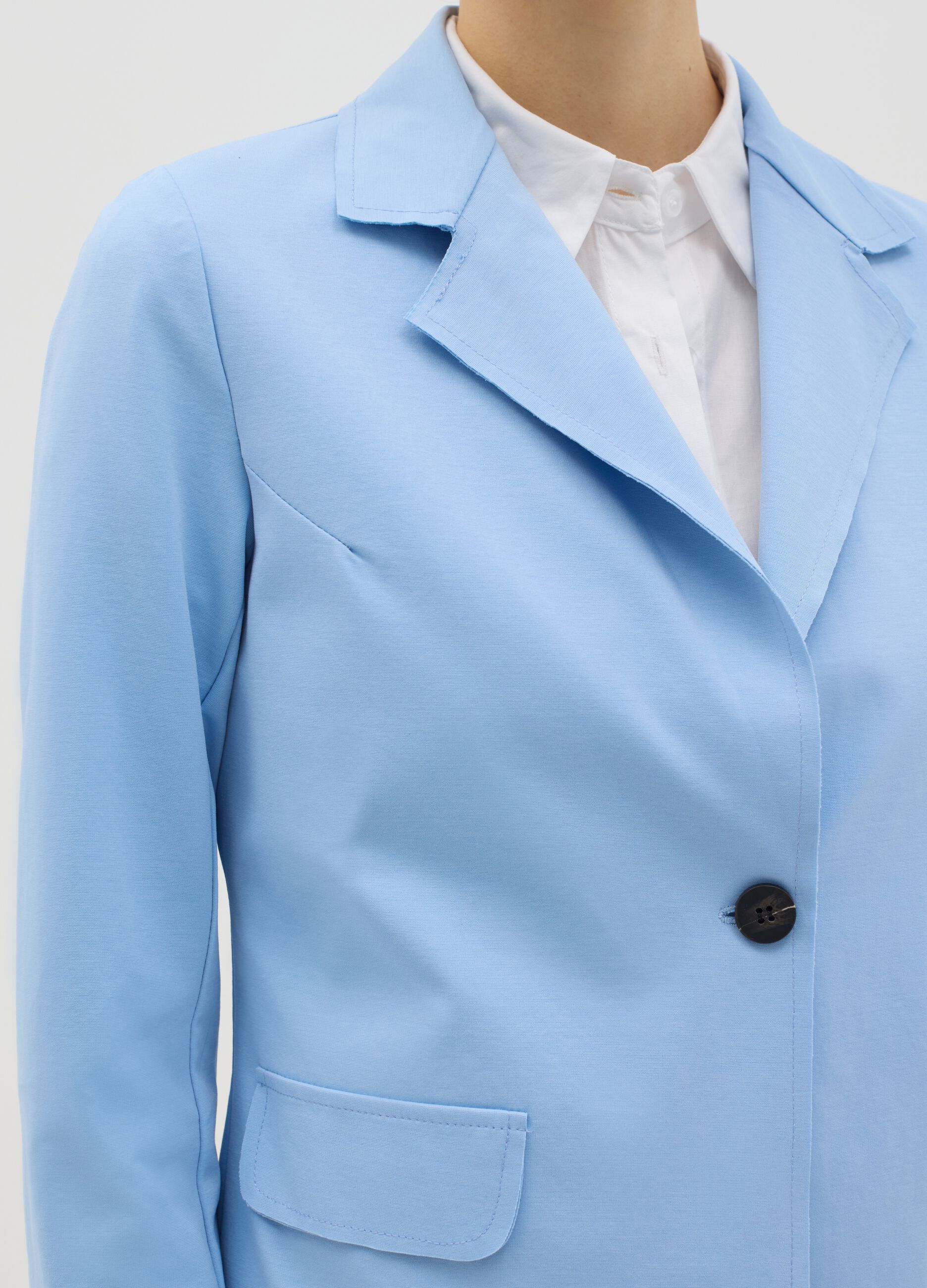 Light blue stretch single-breasted blazer