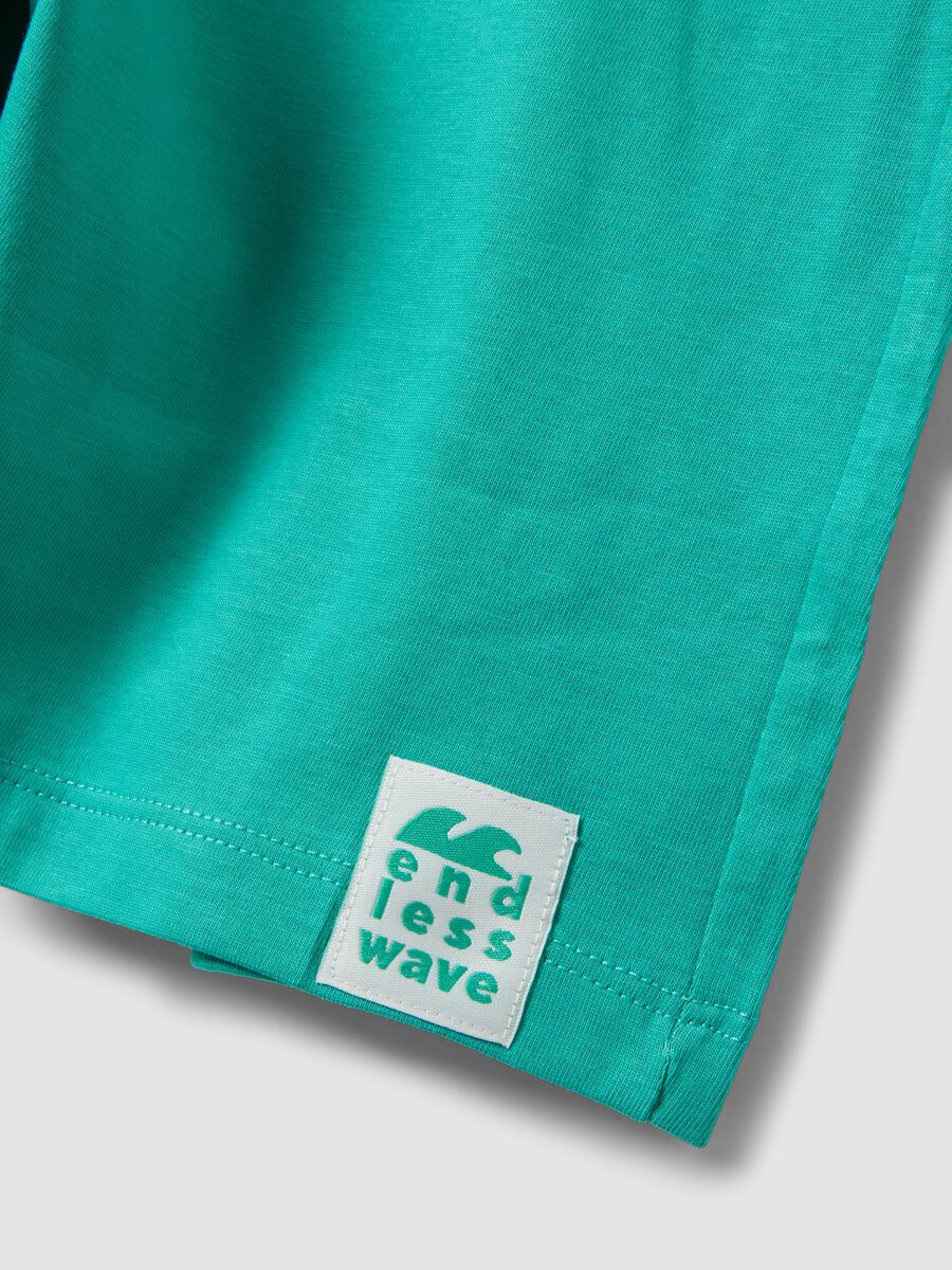 Green pure cotton set with top and shorts_3