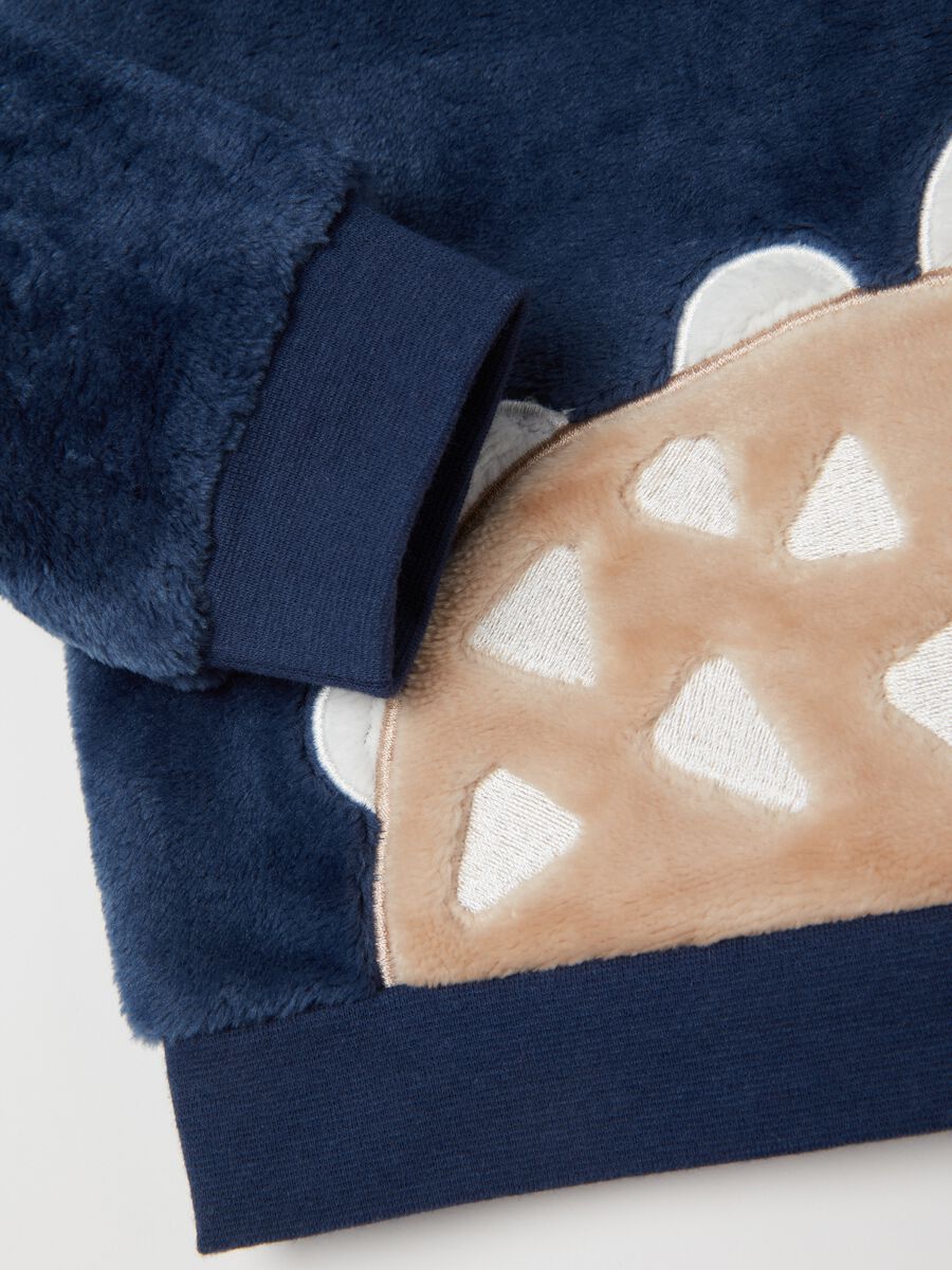 Faux fur pyjamas with dinosaur embroidery_2