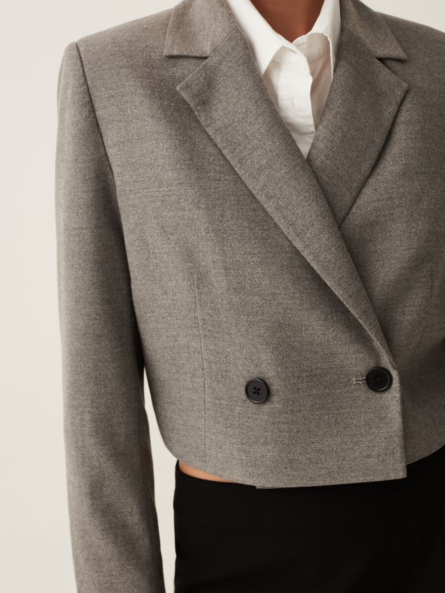 Blazer cropped doppiopetto melange_2