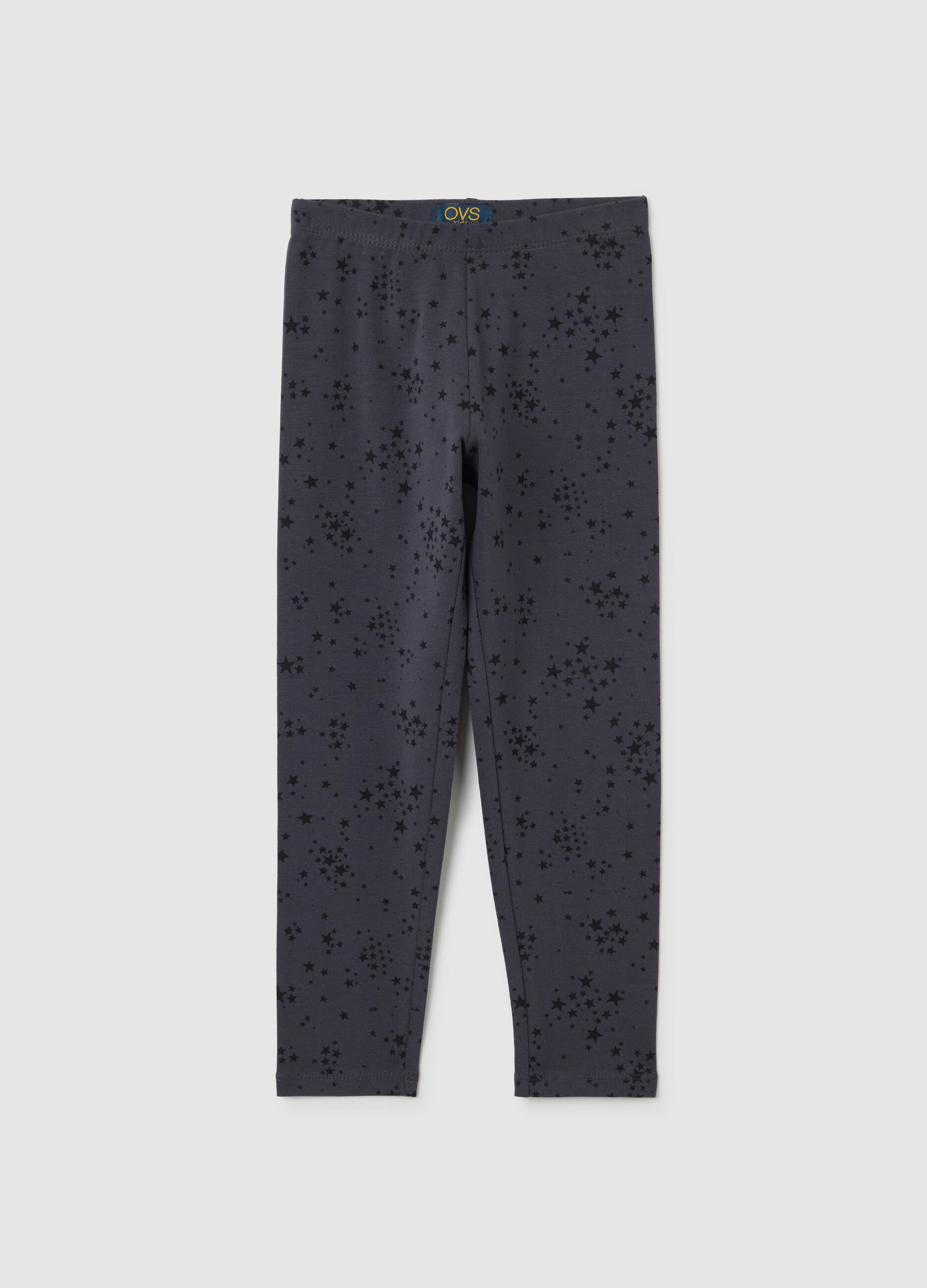 Leggings da bambina in cotone elasticizzato multicolor skinny