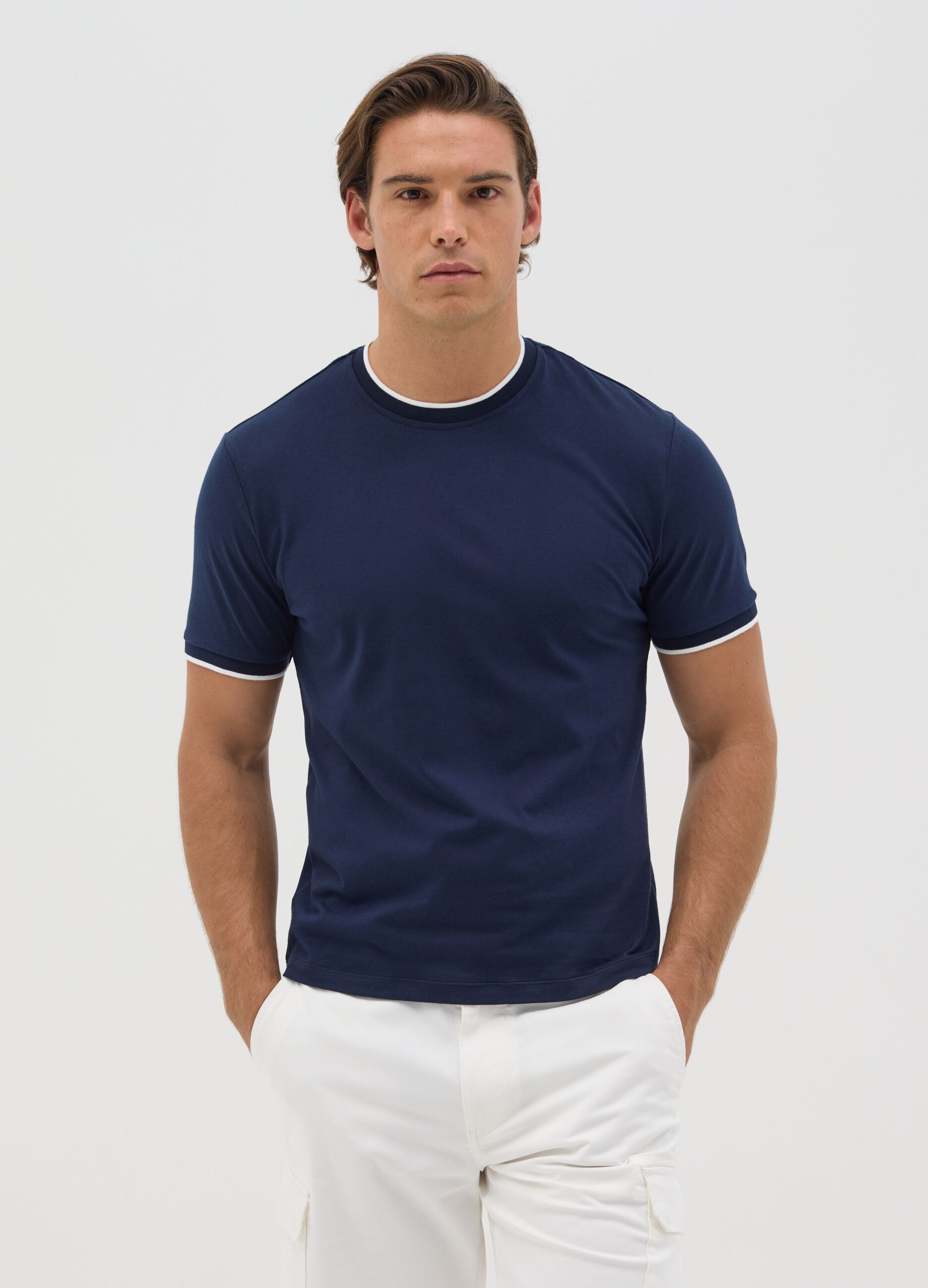 T-shirt blu fitted in cotone