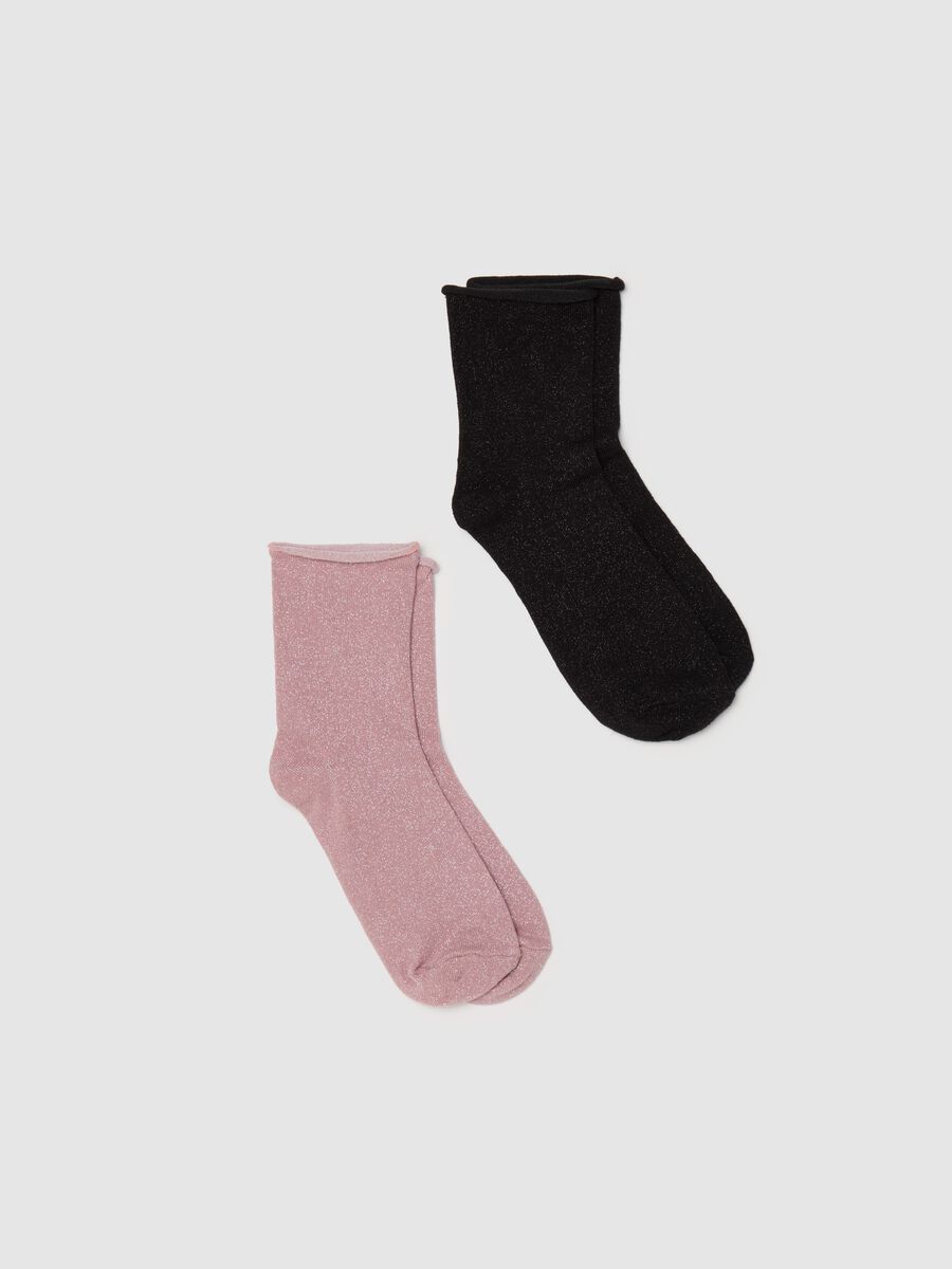 Two-pair pack short socks in lurex_0