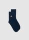 Blue stretch cotton socks with Christmas embroidery_0