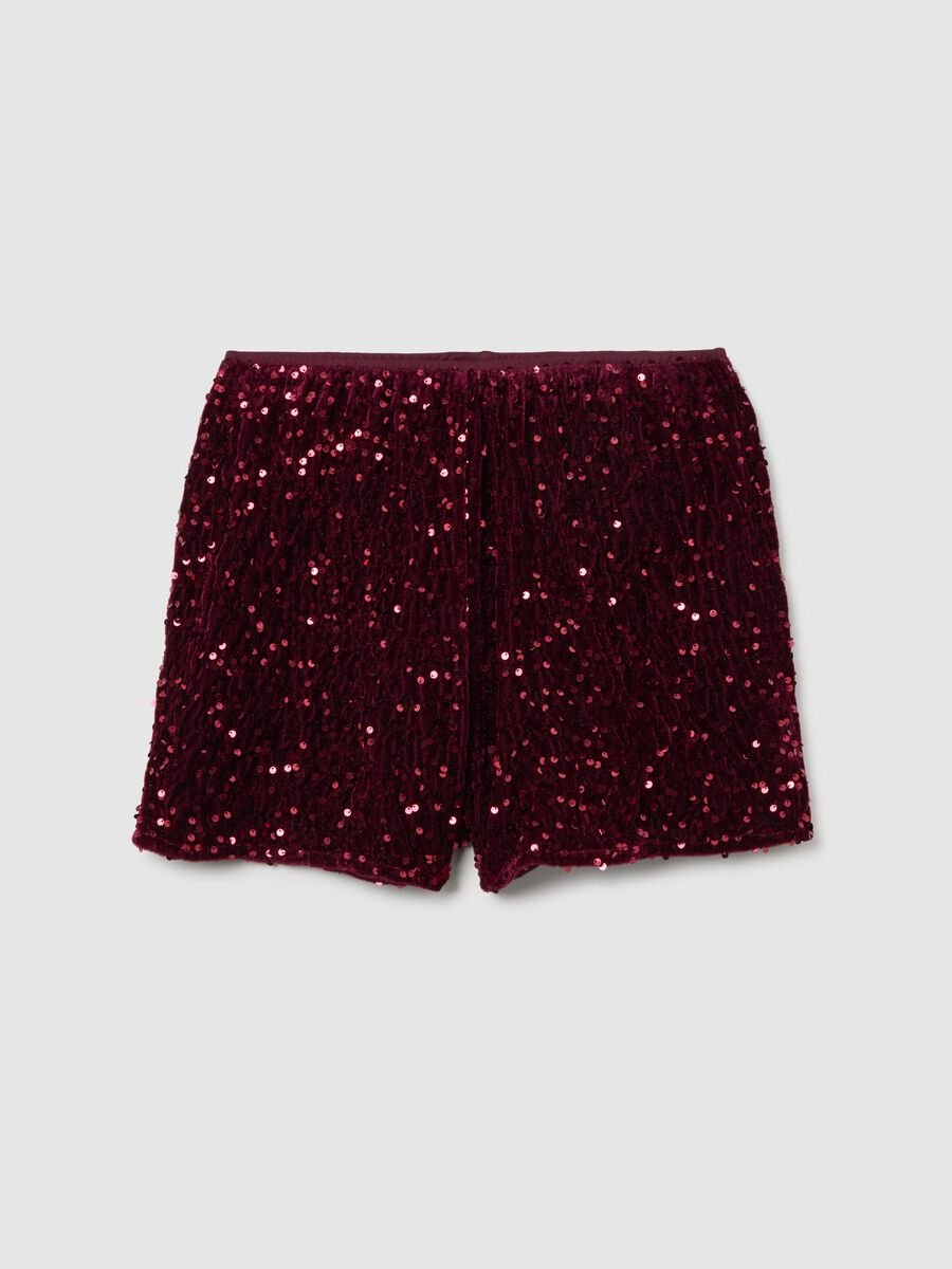 Red Velvet Miniskirt with Sequins_4