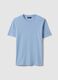 Regular fit light blue linen-cotton blend T-shirt_4