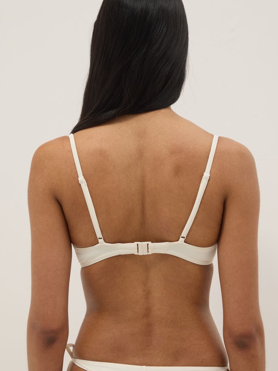 White stretch-fabric bikini top with embellished straps_2