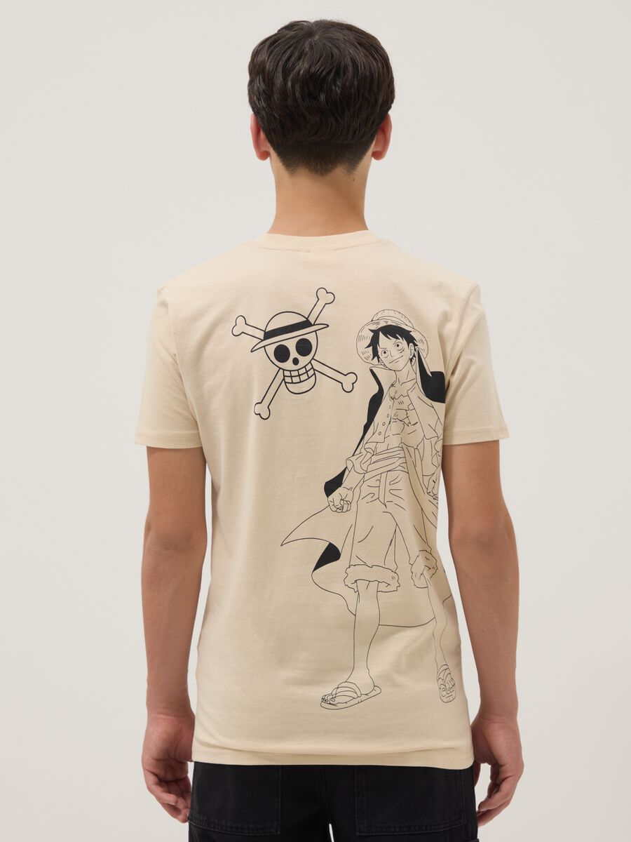T-shirt beige in puro cotone a maniche corte_1