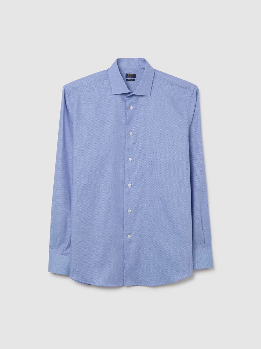 Light blue pure cotton regular fit shirt with classic collar_0