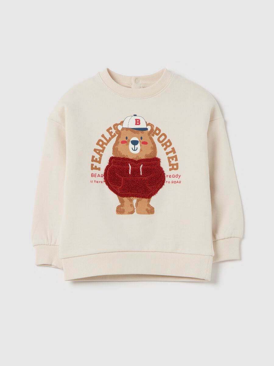 Organic cotton sweatshirt with teddy bear print_0