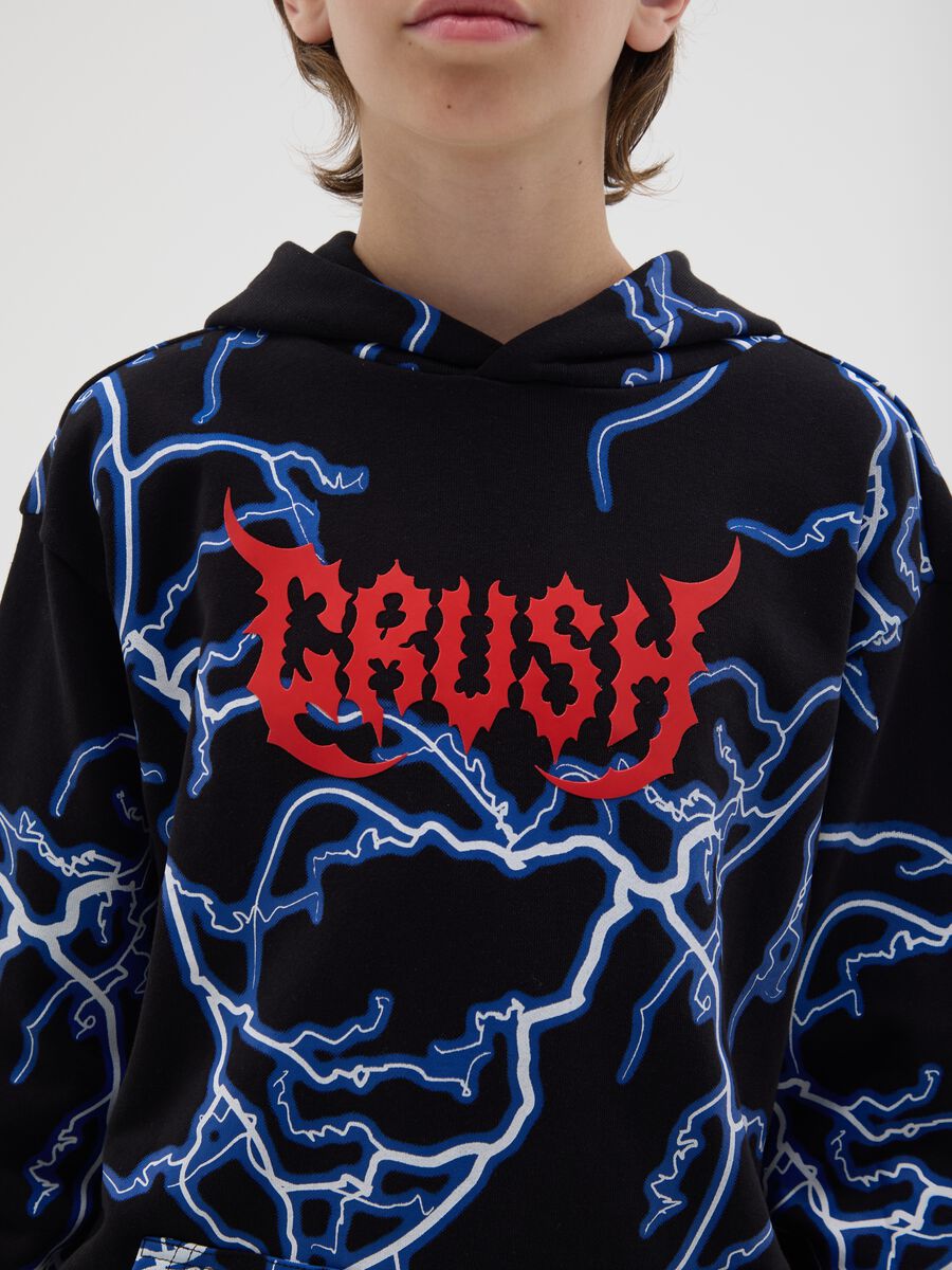 Sweatshirt with hood and lightning print_1