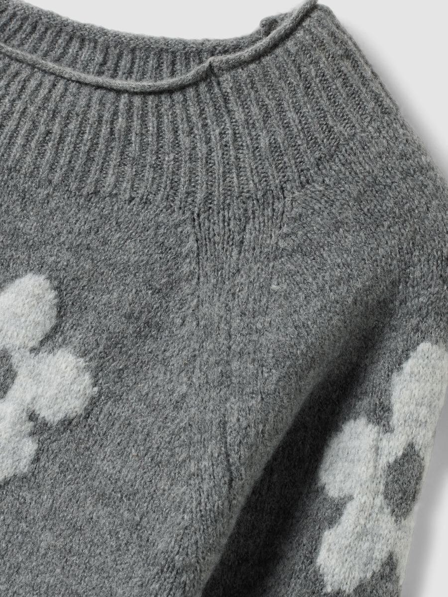 Grey wool-blend jumper with floral pattern, regular fit_5