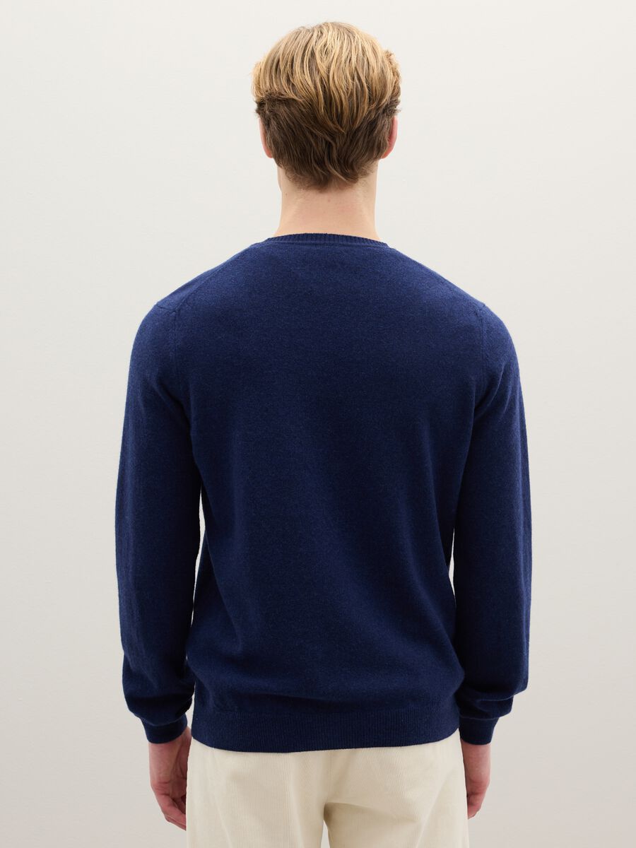 Blue crew neck pure lambswool sweater regular fit_2