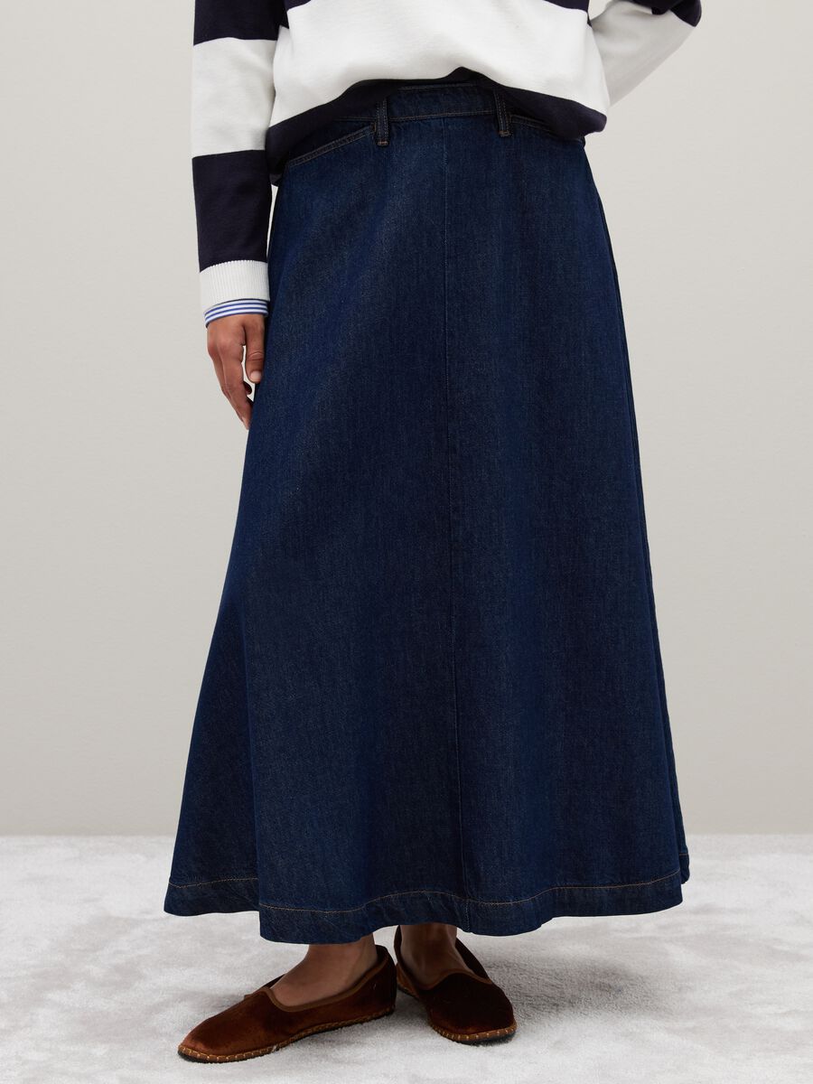 Long denim skirt in blue_1