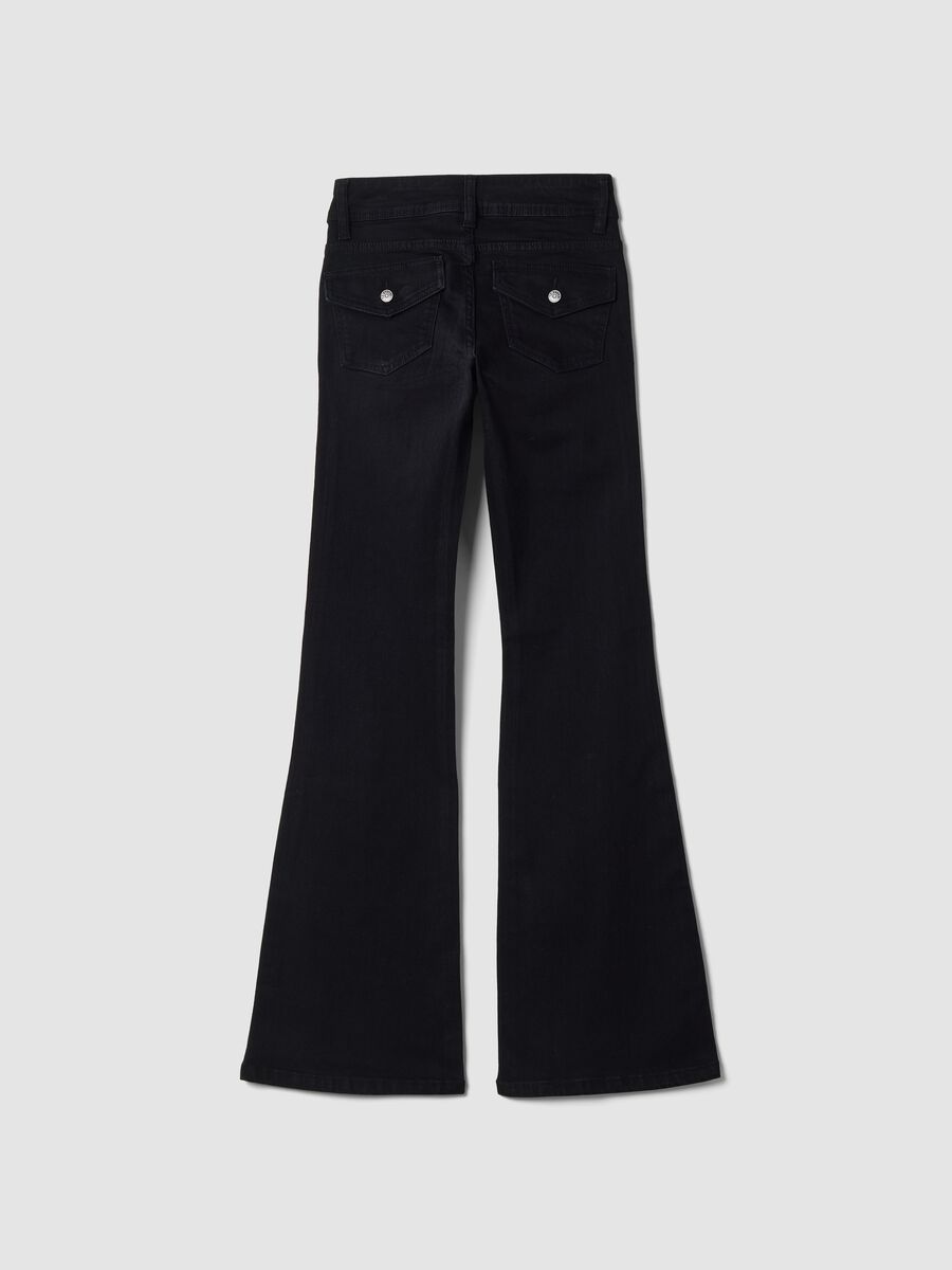 Jeans neri flare in cotone elasticizzato_2
