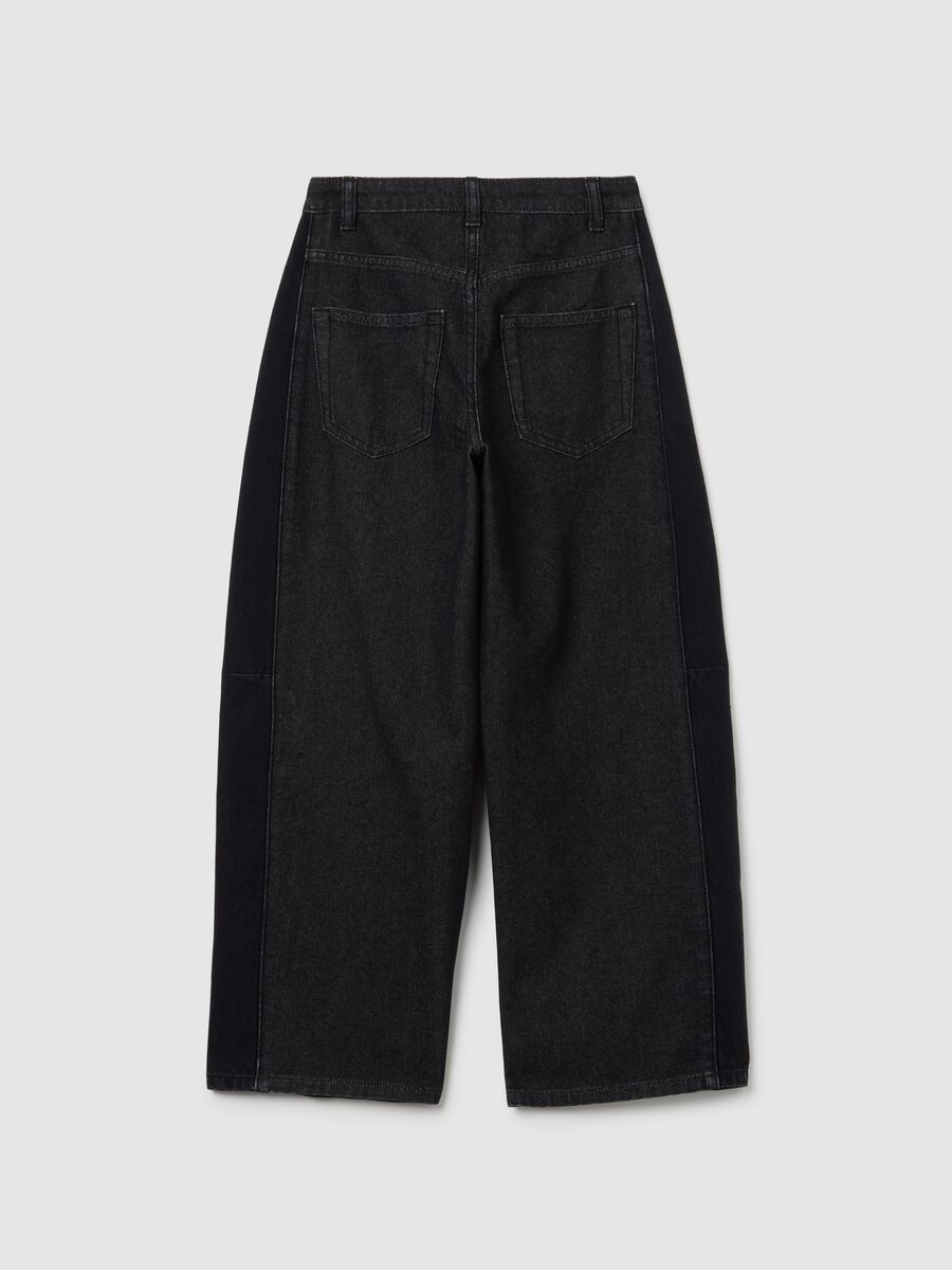 Girls' pure cotton black balloon jeans_1