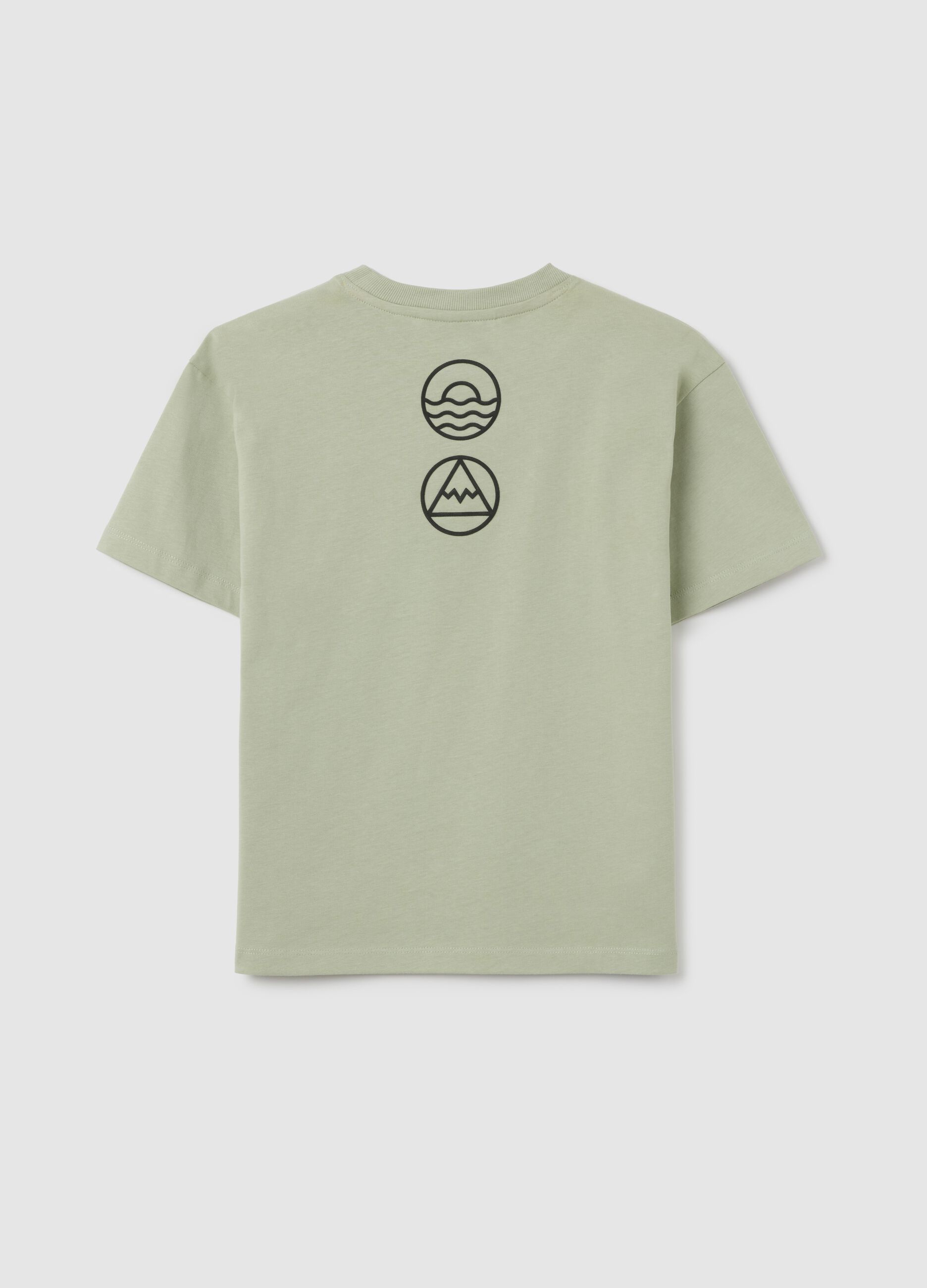 T-shirt verde da bambino in puro cotone con stampa dinosauro Jurassic World