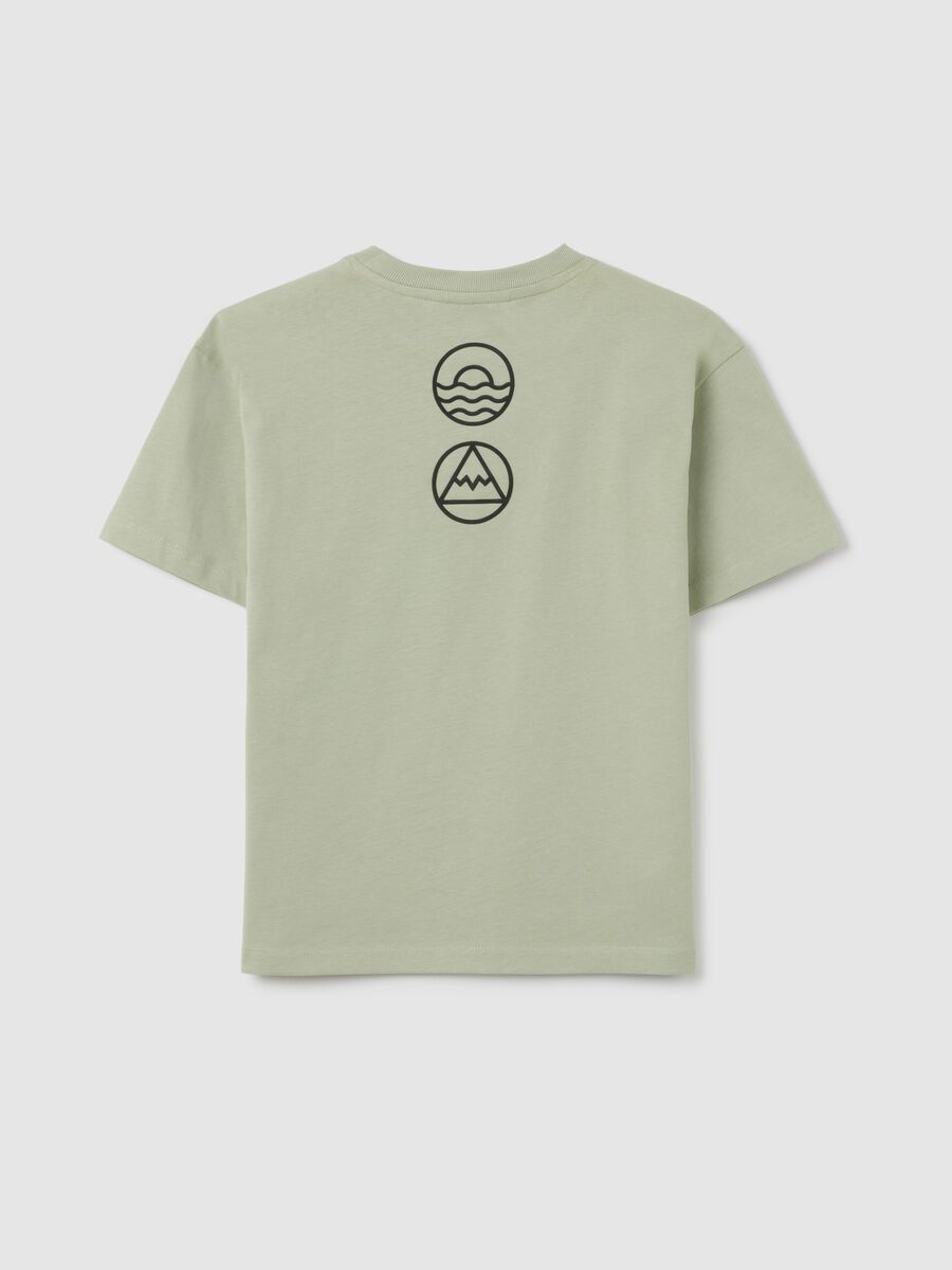 T-shirt verde da bambino in puro cotone con stampa dinosauro Jurassic World_1