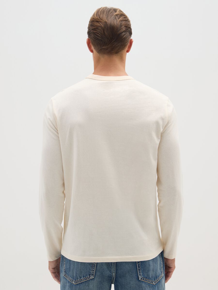 White long sleeve pure cotton regular fit T-shirt_2