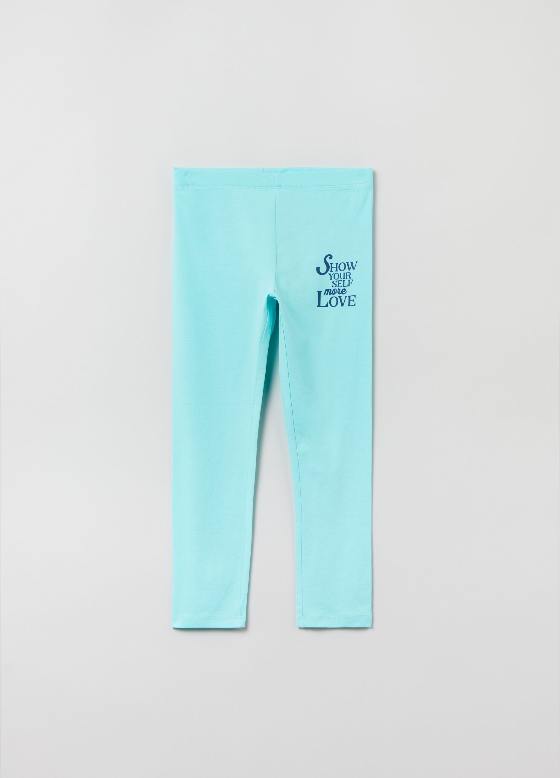 Leggings in cotone stretch stampa lettering
