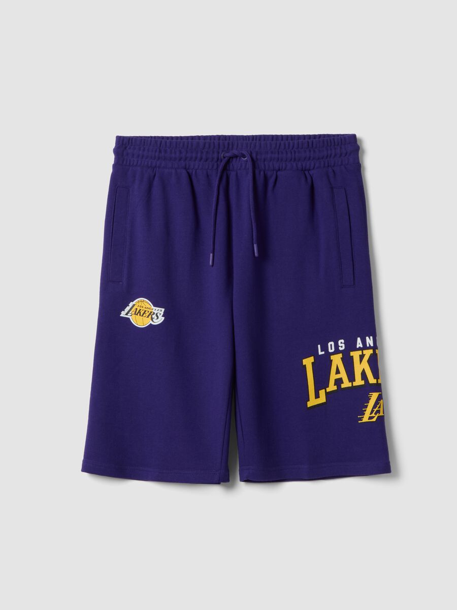 Shorts in misto cotone viola con stampe Los Angeles Lakers_4