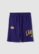 Shorts in misto cotone viola con stampe Los Angeles Lakers_4
