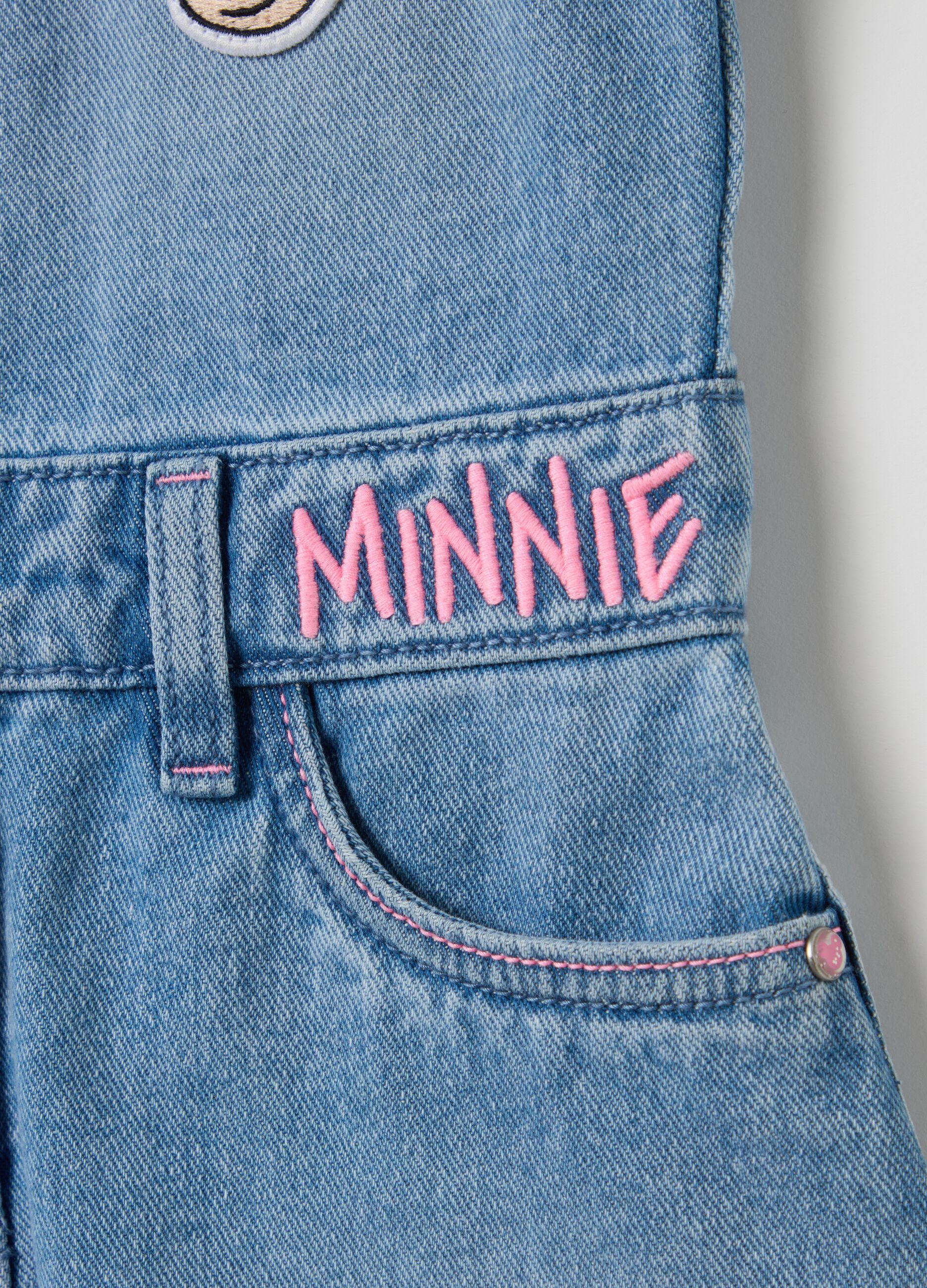 Denim dress with Minnie Mouse embroidery and patch