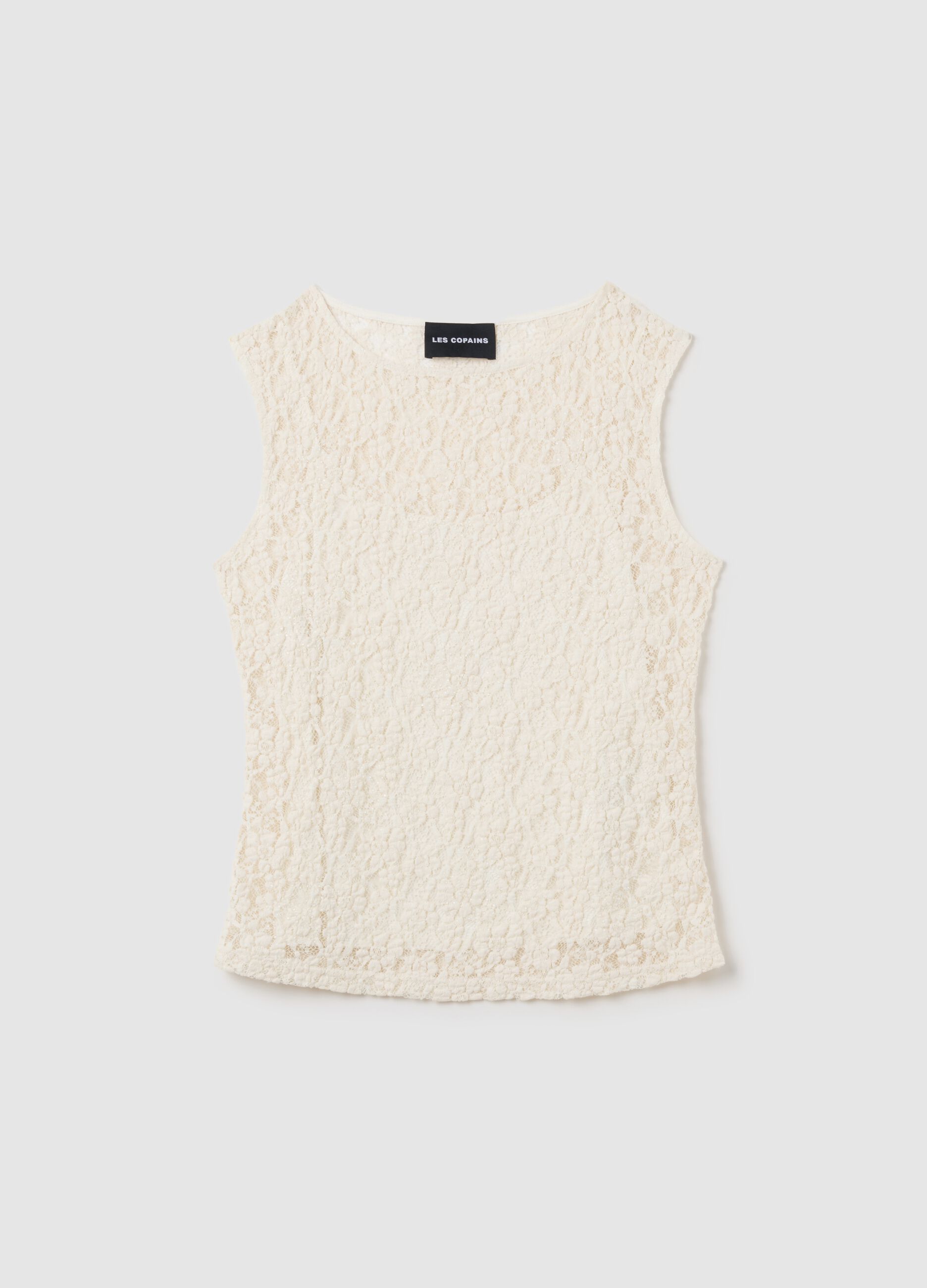 Top da donna in pizzo bianco fitted
