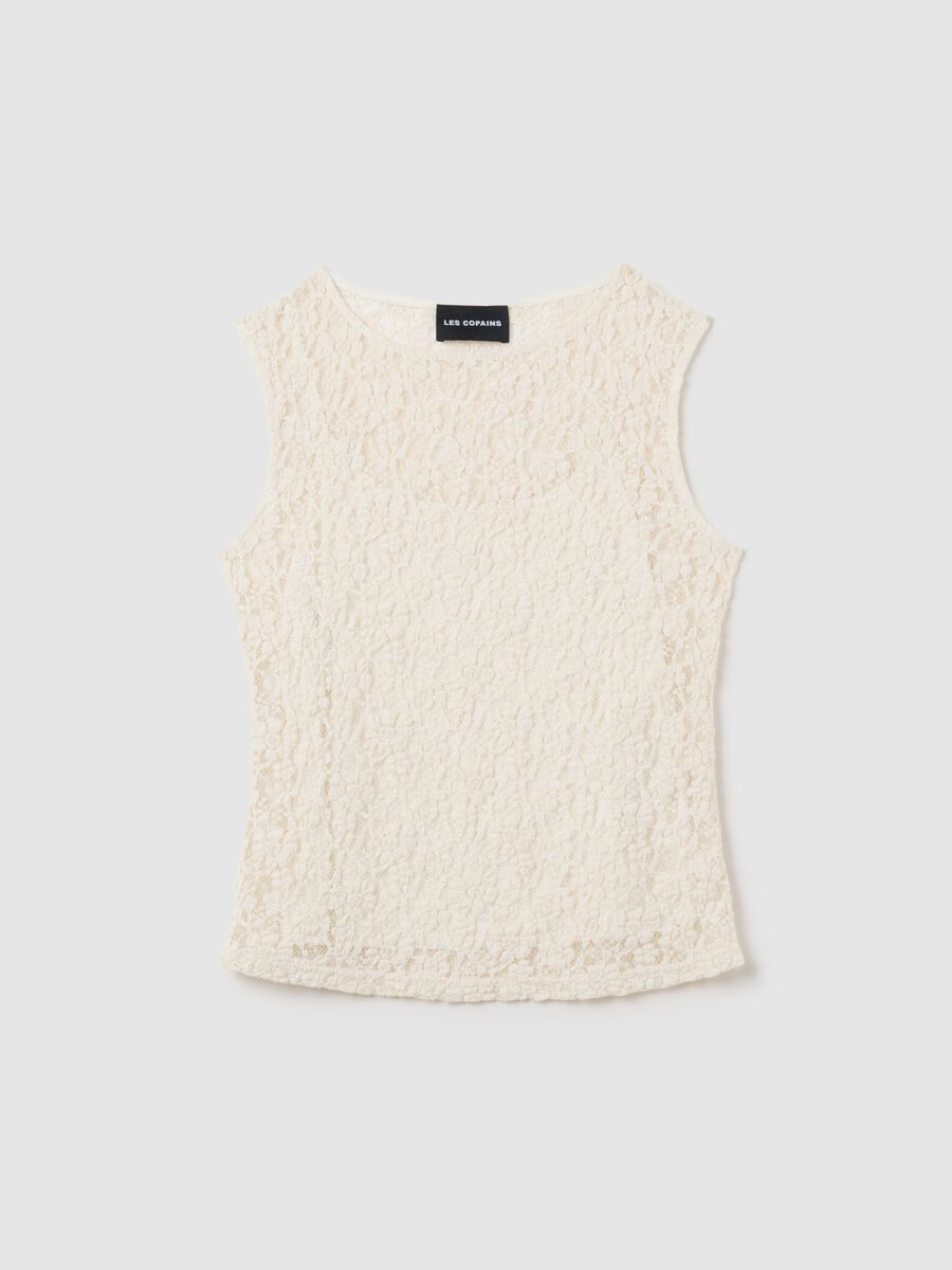Women's beige lace fitted top_4