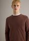 Brown cotton and linen crew neck pullover regular fit_0