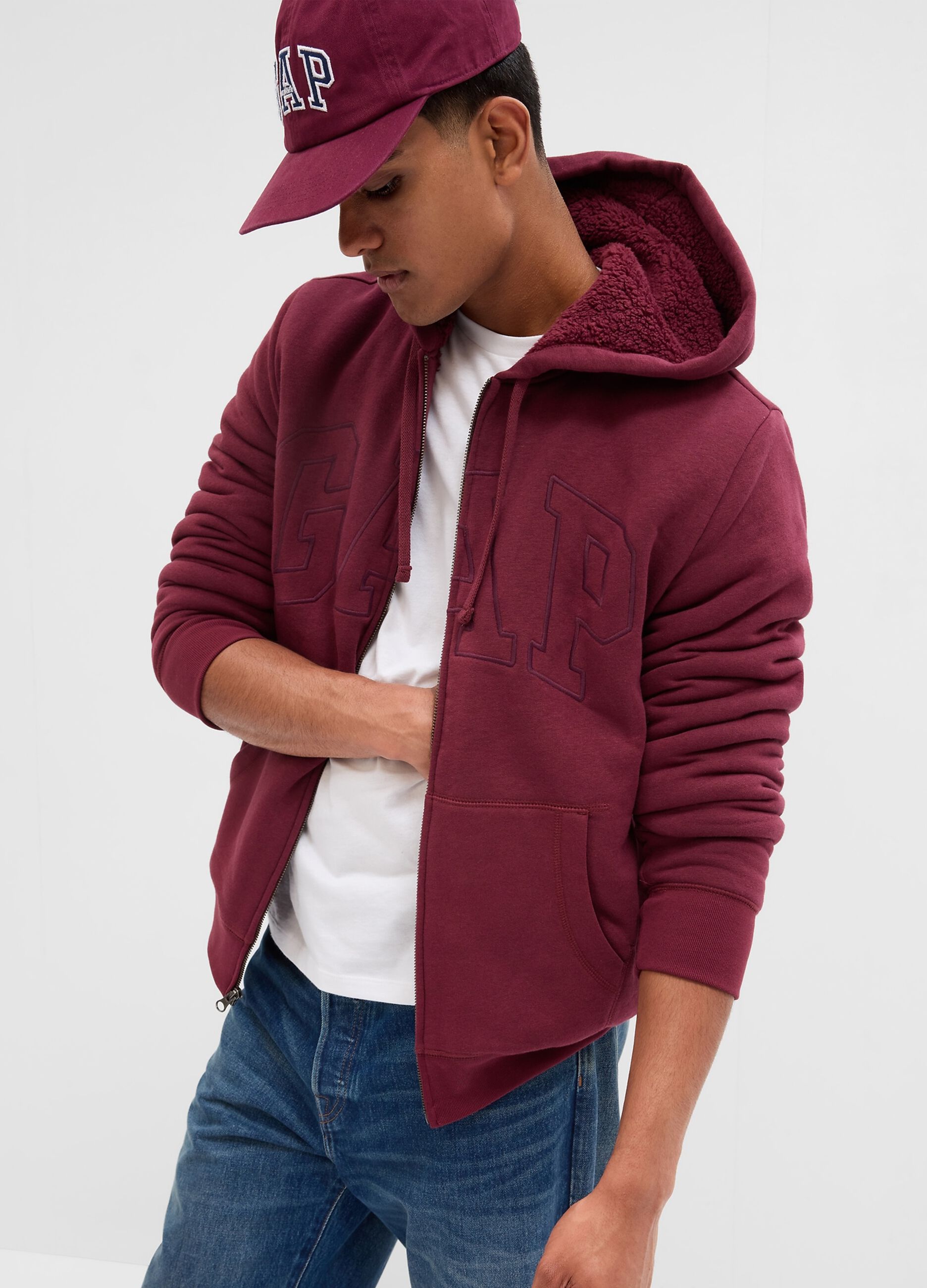 Full-zip con interno in sherpa ricamo logo_0