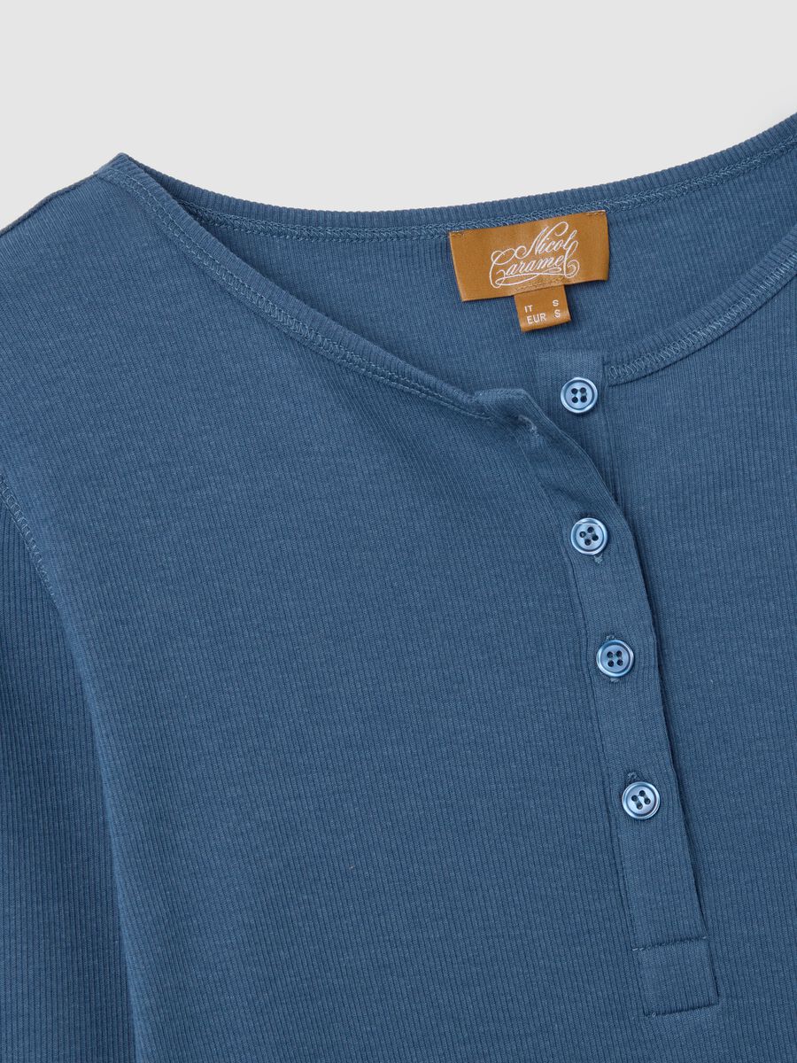T-Shirt premaman blu a maniche lunghe elasticizzata_5