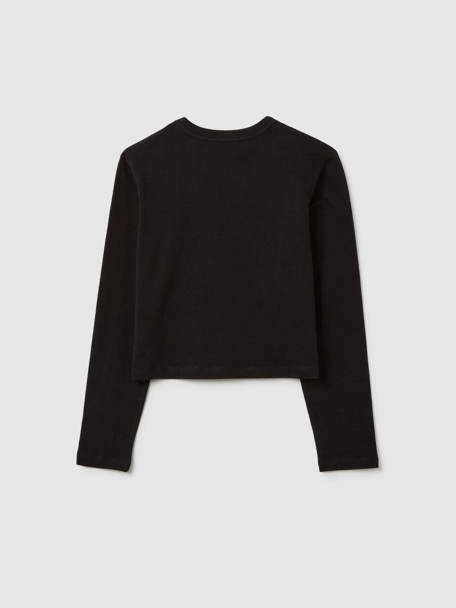 Girls' long-sleeve black pure cotton top_4