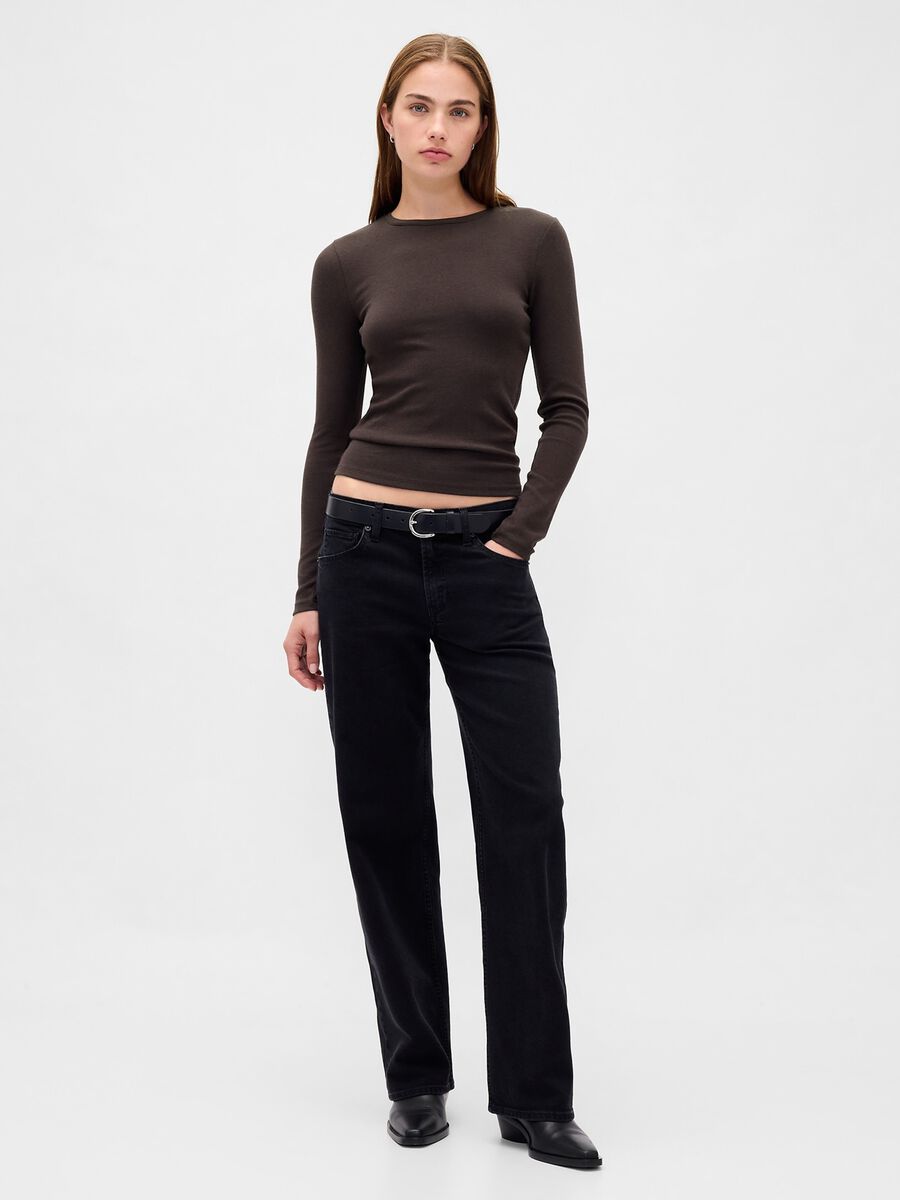 Brown long sleeve stretchy top_1