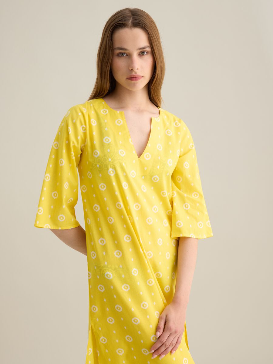 Abito lungo da donna in puro cotone multicolor_2