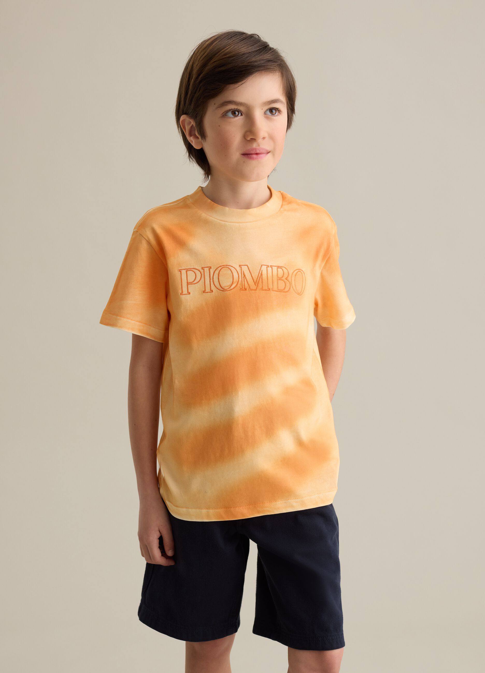 Orange Tie-Dye Patterned T-Shirt by Piombo