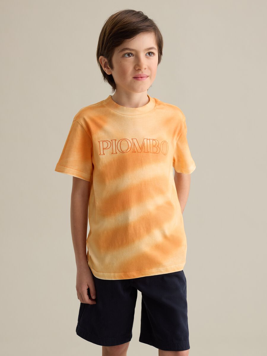 Orange Tie-Dye Patterned T-Shirt by Piombo_0