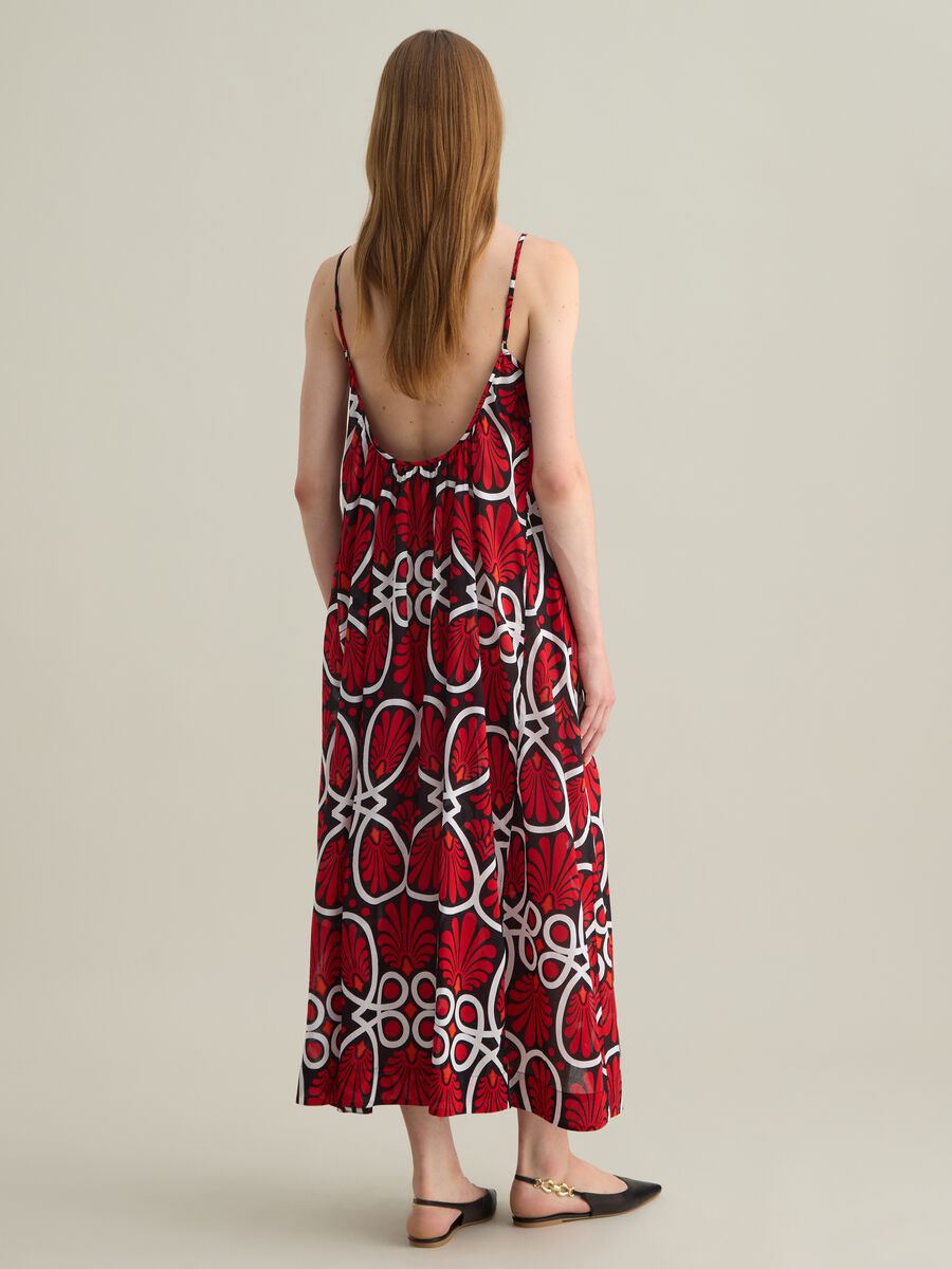Women's long dress in pure multicolour cotton, regular fit_3