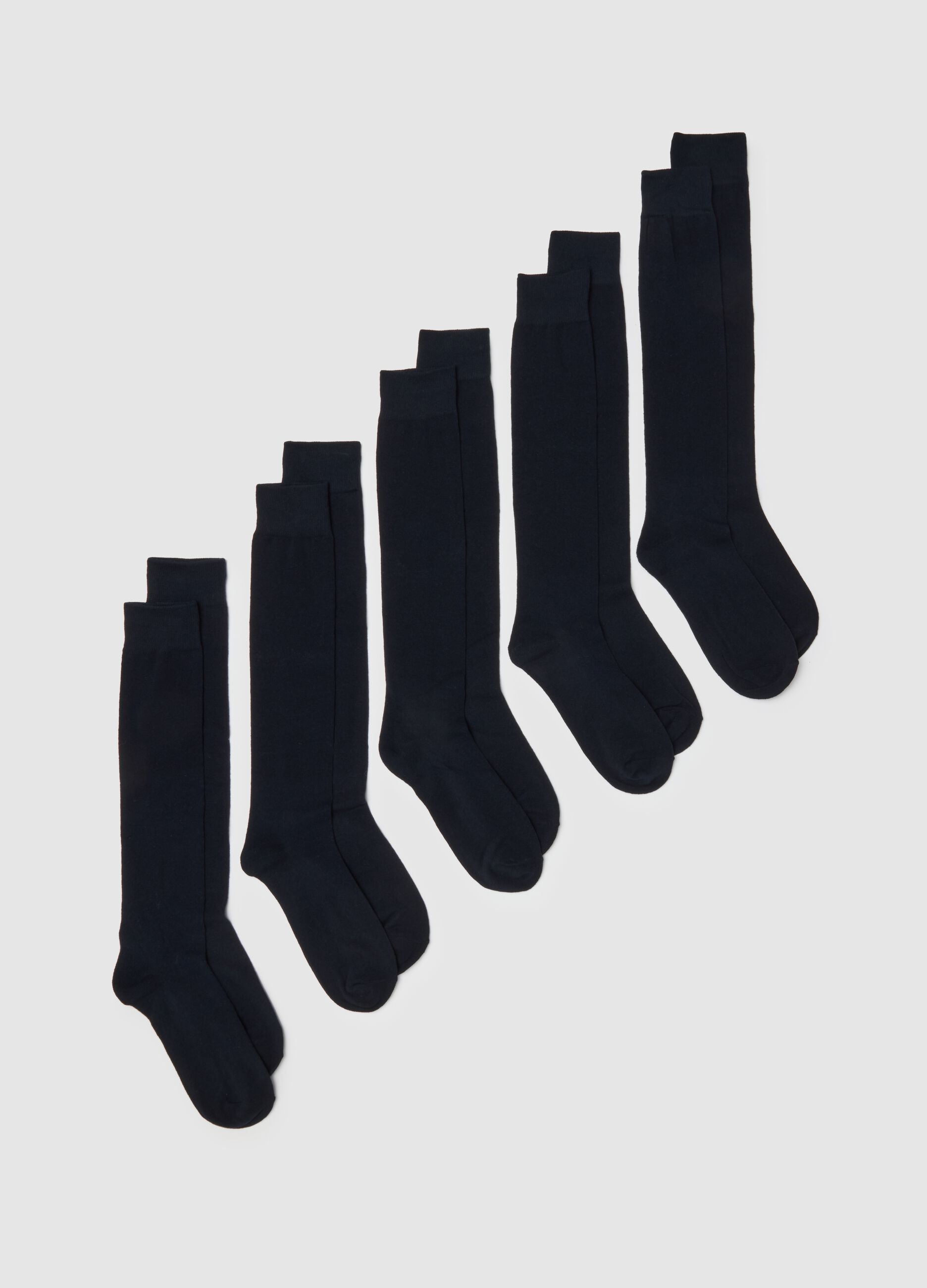 Multipack of long blue socks in stretch cotton blend