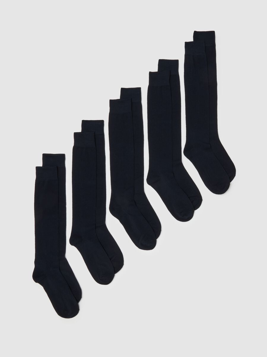 Multipack of long blue socks in stretch cotton blend_0